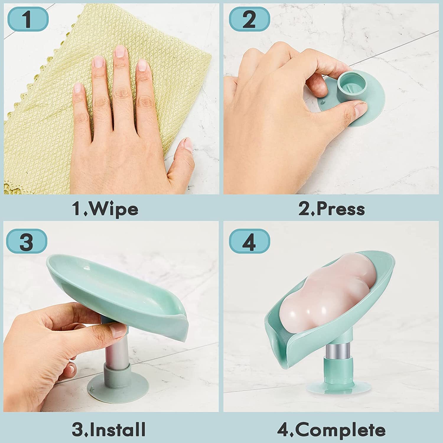 Leaf Shape Self Draining Soap Dish Holder  Easy Clean Soap Dish for Shower with Suction Cup Creative soap Box  for Bathroom  Kitchen  Bathtub Wash basins