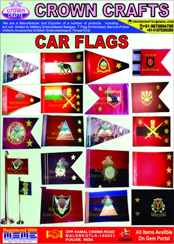 army car flags and  badges