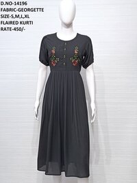 Ladies Ethnic Kurti - Georgette, Size M To XL | Multi-Color, Embroidered Pattern, Suitable for Rainy, Spring, Summer, Winter, Casual & Formal Wear