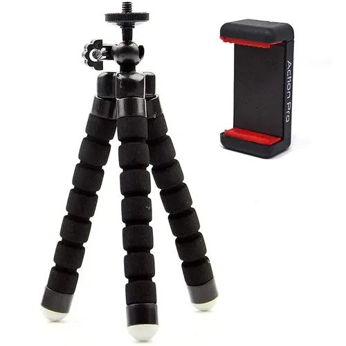 Premium Flexible Phone Tripod - ABS Material, 7 Inch Size, Black Color | Adjustable Angle & Height for Perfect Shots, Includes Phone Holder