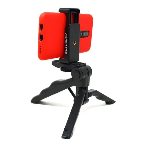 2-in-1 Handgrip And Tabletop Tripod - Abs Plastic, Black Color | Lightweight, Ergonomic Design, Adjustable Legs For Stability And Support