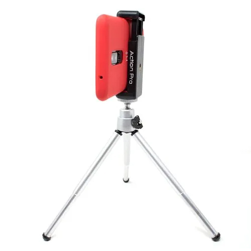 Mini Silver Tripod Adapter Mobile Holder - Metal Construction, Adjustable Size for Most Smartphones, Sleek Black Design, Non-Slip Grip
