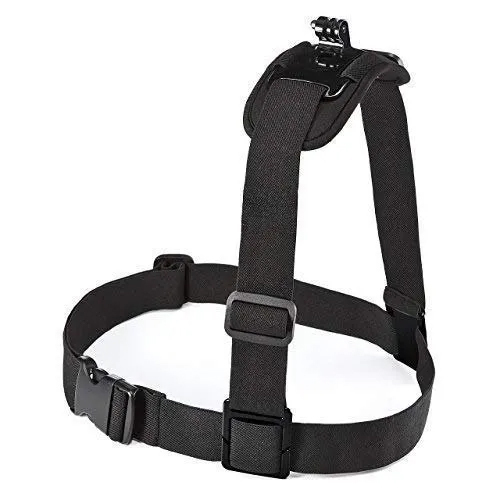 Adjustable Single Shoulder Strap Mount - ABS Material, Black Color | Includes Chest Mount Harness, Screw, and Jhook Mount