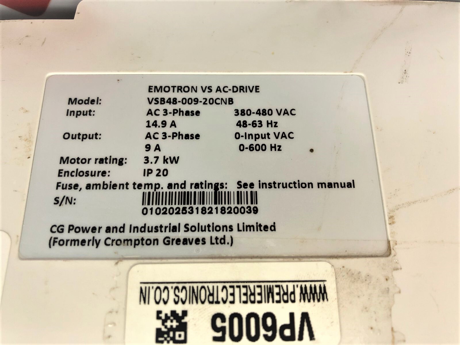 EMOTRON AC DRIVE 3.7KW 415V