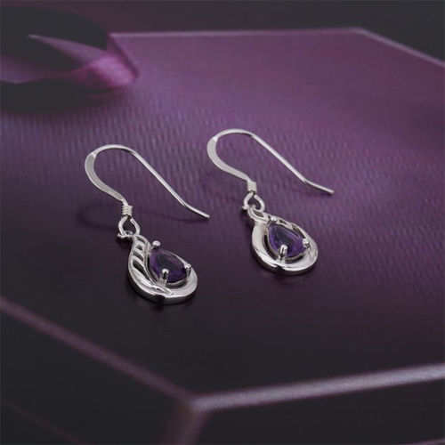 Pear Shape Dangle Silver Earrings