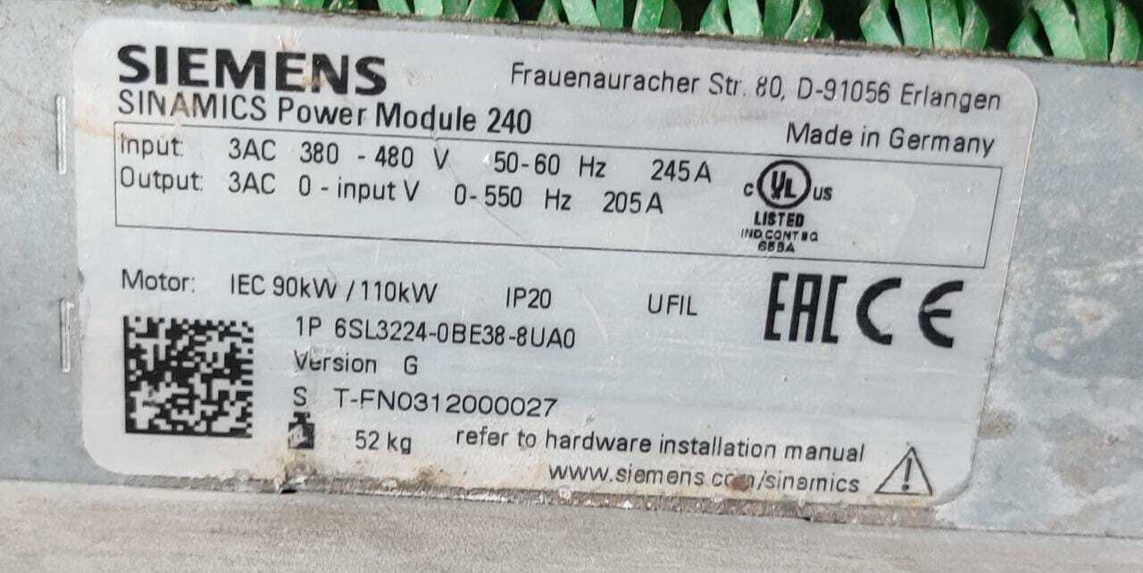 SIEMENS AC DRIVE PM240 110KW 400VOLT