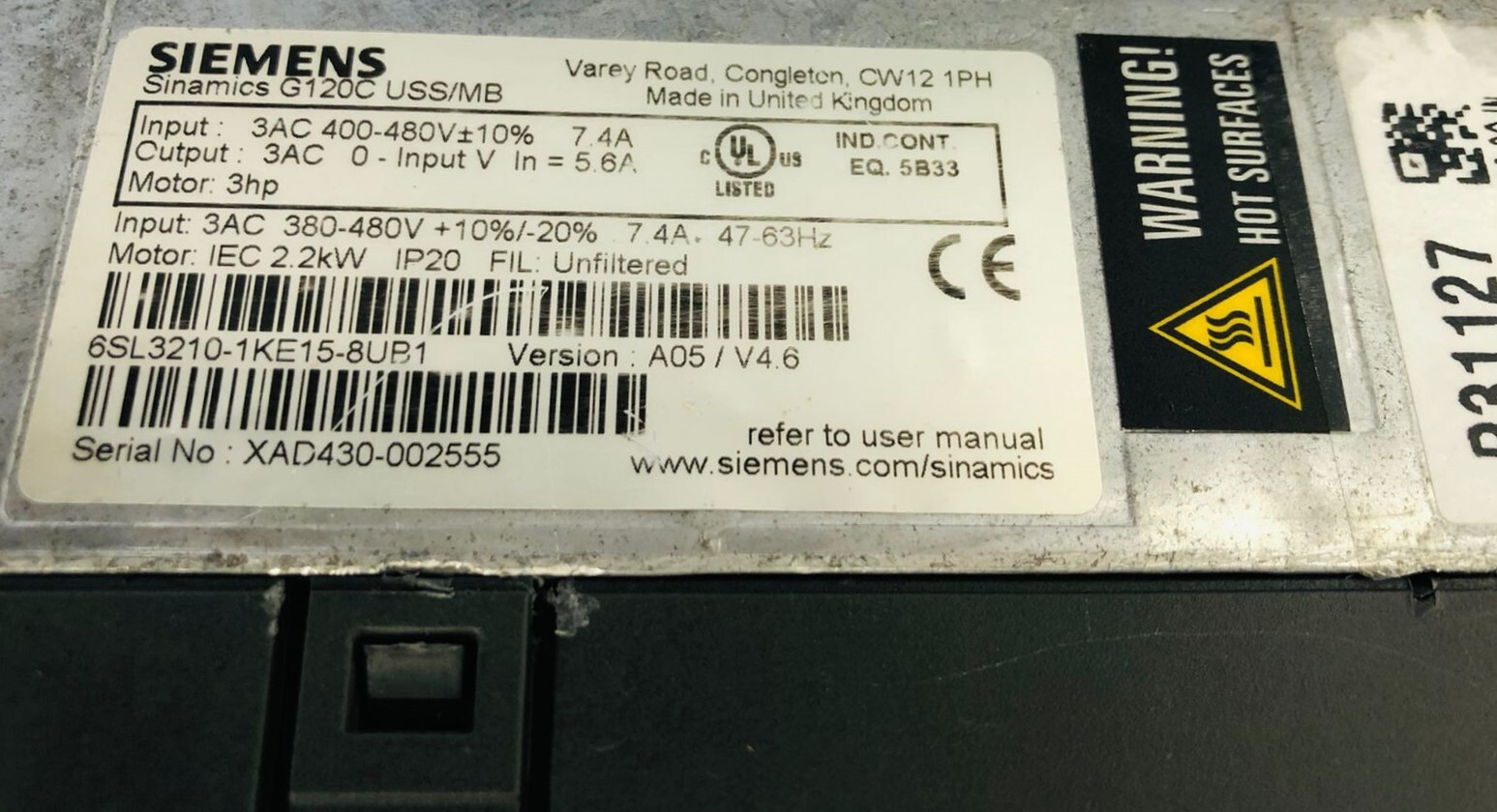 SIEMENS G120C USSMB 2.2KW 415V AC DRIVE