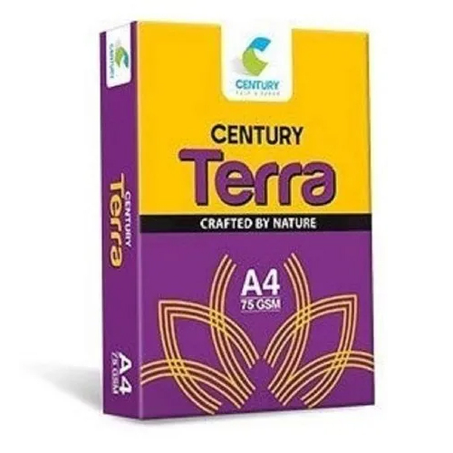 A4 75 GSM Century Terra Photocopier Paper - Wood Pulp, Various Sizes, White Color | Compatible with Printers and Xerox Machines, Store in Dry Place