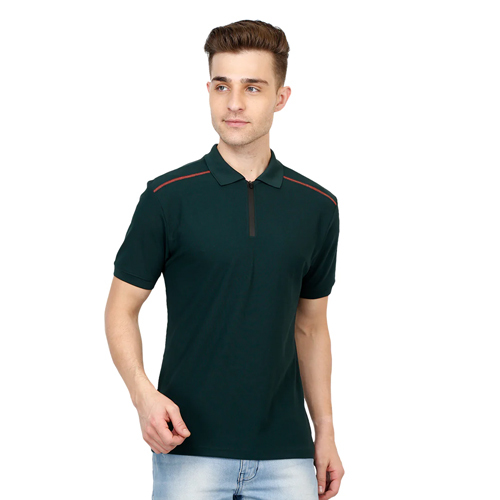 Bottle Green Color Unisex Sporty Polo T-Shirt