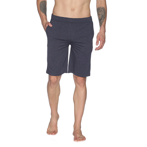 Mens Blue Melange Solid Lounge Shorts