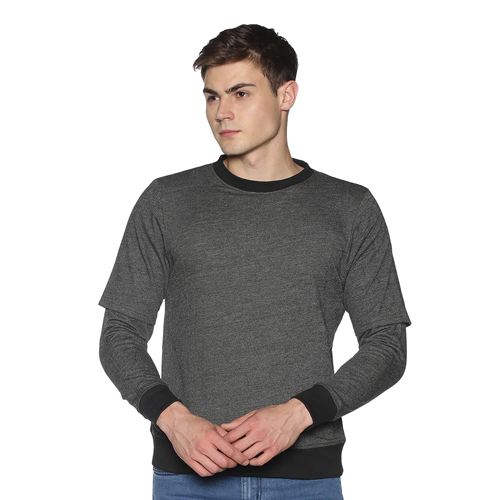 Mens Black and Double Sleeved Sweatshirt