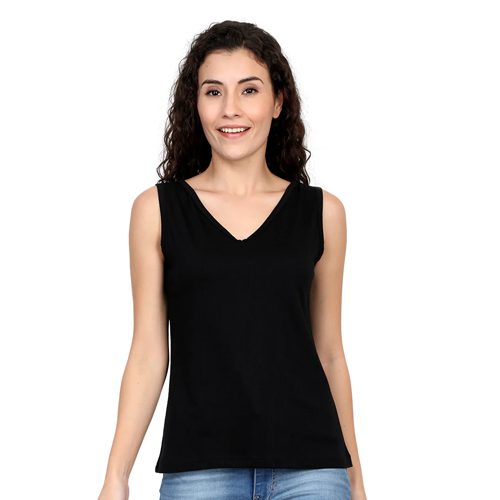 Black Dual Neck Tank Tops