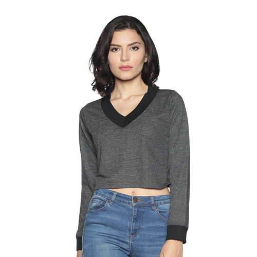 Womens Black Color Crop Top