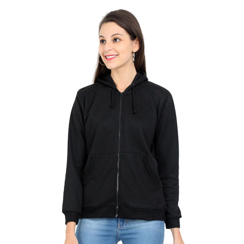 Women Black Color Hoodie