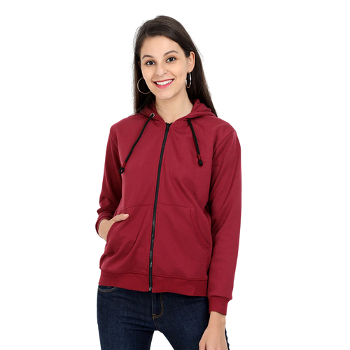 Women Maroon Color Hoodie