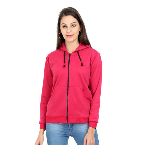 Women Pink Color Hoodie