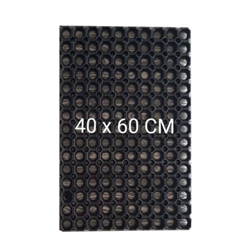 Black 40 X 60 Cm Rubber Hollow Door Mats