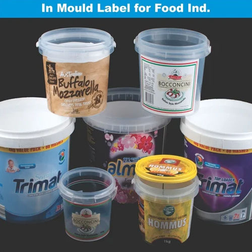 Multicolor In Mould Labels To Print Plastic Products From Food Industries