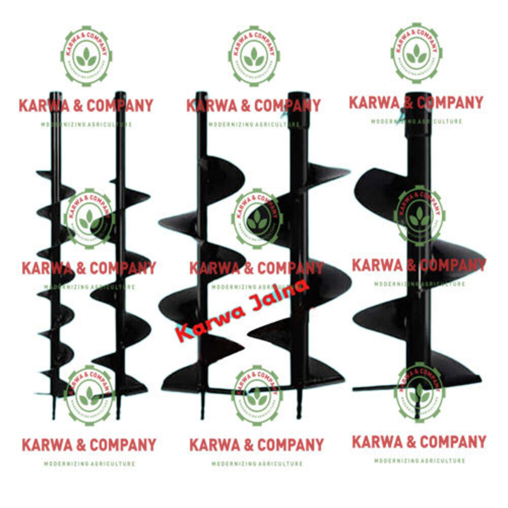 Earth Auger Bits - Stainless Steel, Semi-Automatic Design, Black Finish, Electric Power Source