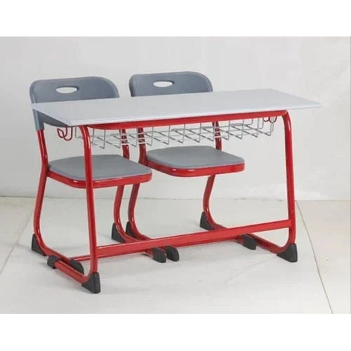 Red-white-grey 2 Seater School Bench