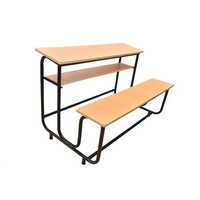Wooden School Bench With Desk