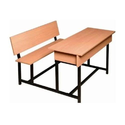 Brown-Black Wooden School Bench And Desk