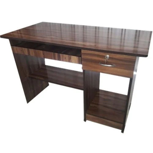 Wooden Computer Table - MDF Board, Glossy-Matt Brown Finish | Modern Indian Style, Easy To Clean, Lightweight, Durable