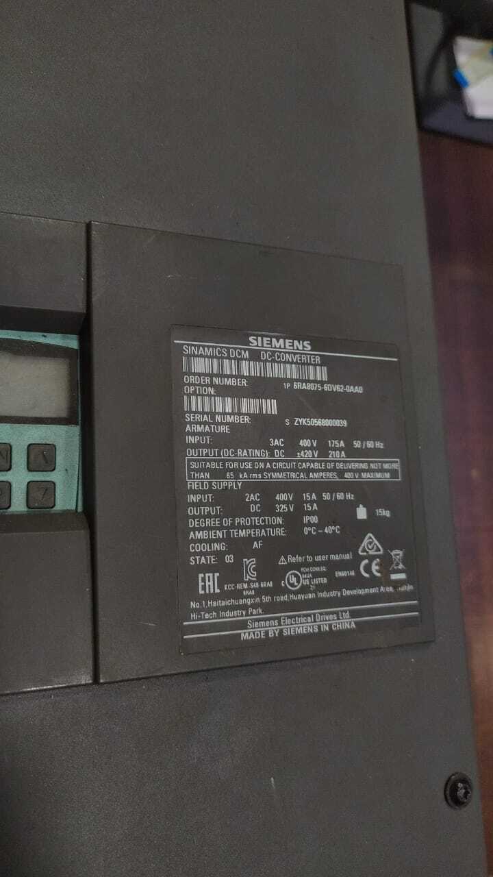 SIEMENS 6RA80 210-280 AMP DC DRIVE