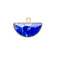 Lapis lazuli Gemstone 15x7mm Half Moon Gold Vermeil Bezel set Charm