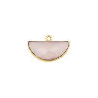 Pink Chalcedony Gemstone 15x7mm Half Moon Gold Vermeil Bezel set Charm