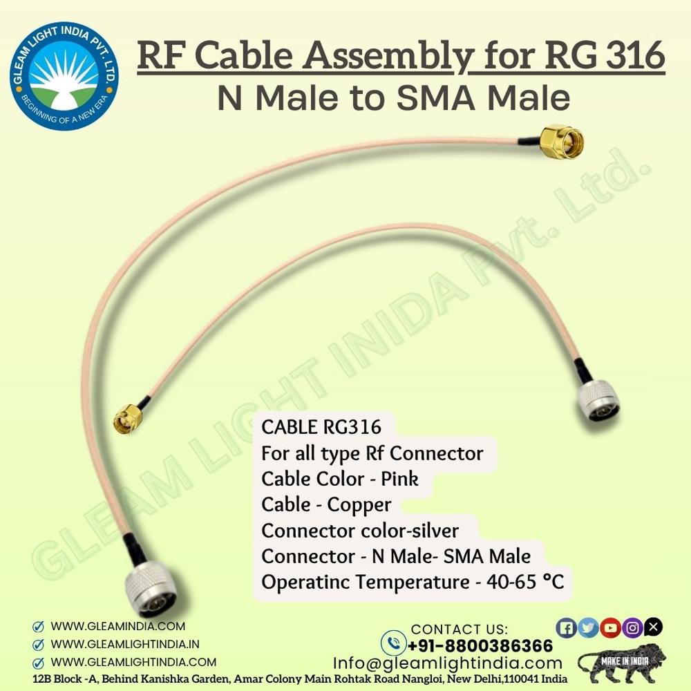 N-Type Male to RP SMA Male Connector Pigtail - Metal Size as Per Requirements Black Color 50 Ohm Impedance 100MHz to 6000MHz Frequency PVC Jacket | Ideal for Telecom Data and Network Applications