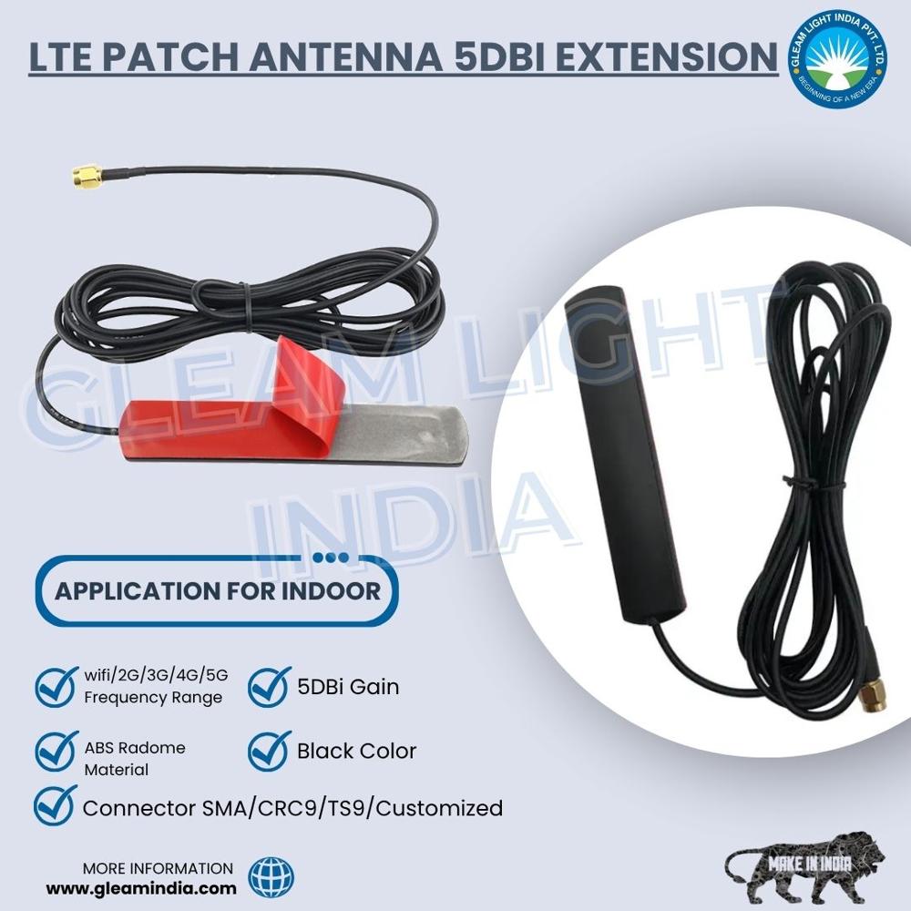 LTE Patch Antenna 5dBi Extension - 3/5/10m Cable Length TS9 Male Right Angle/SMA Connector 5 dBi Gain | Durable Plastic Industrial Use 50 Ohm Impedance