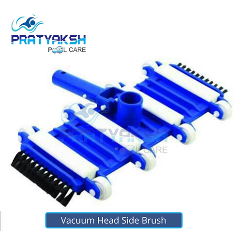 Vacuum Head Side Brush - Durable Bristles, Rectangular Shape , White and Blue Color for Effective Pool Cleaning