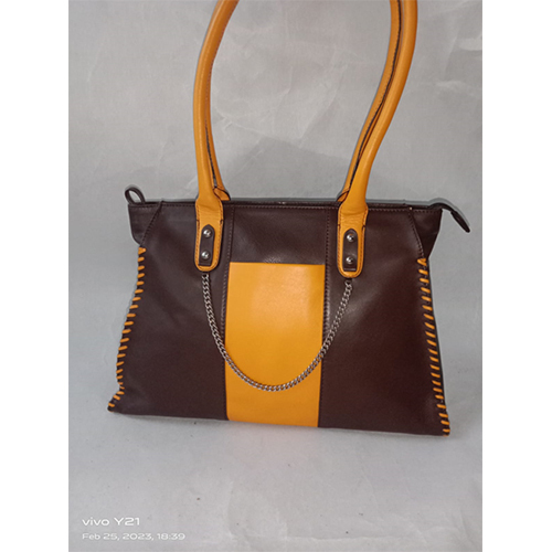 VS 76 Brown and Yellow Ladies Handbag