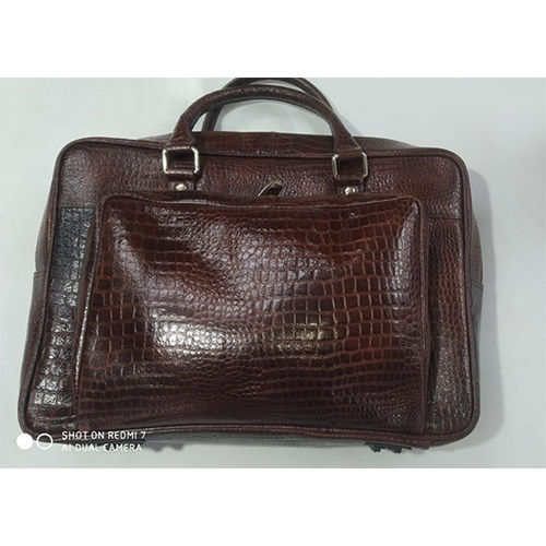 Croco Print Leather Vs 231 Brown Mens Laptop Bag