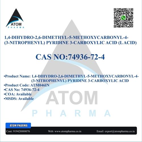 1 4 DIHYDRO 2 6 DIMETHYL 5 METHOXYCARBONYL 4  3 NITROPHENYL  PYRIDINE 3 CARBOXY LIC ACID  L ACID  INTERMEDIATE