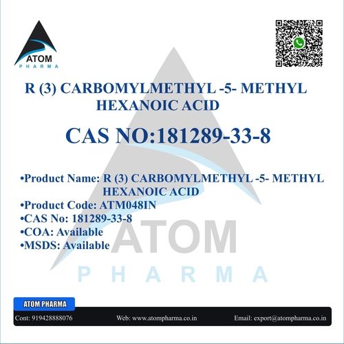 R (3) Carbomylmethyl -5- Methyl Hexanoic Acid Intermediate Cas No: 181289-33-8