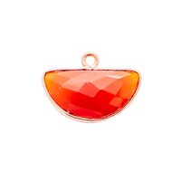 Red Onyx Gemstone 15x7mm Half Moon Gold Vermeil Bezel set Charm