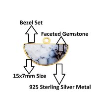 Smoky Quartz Gemstone 15x7mm Half Moon Gold Vermeil Bezel set Charm