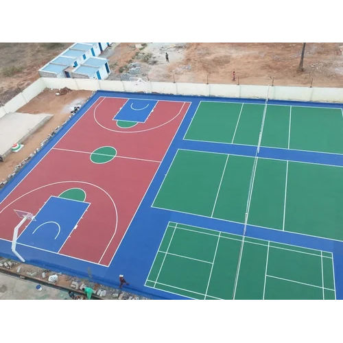 Red-Green-Blue Acrylic Synthetic Basketball Court Flooring