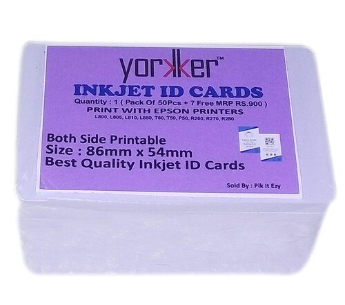 Yorkker EPS PVC Inkjet ID Cards (Pack of 57 pc) Printable with Epson Printers