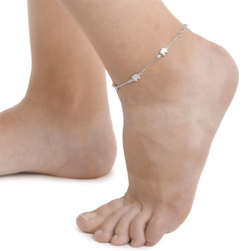 Playful Dolphin Silver Anklet