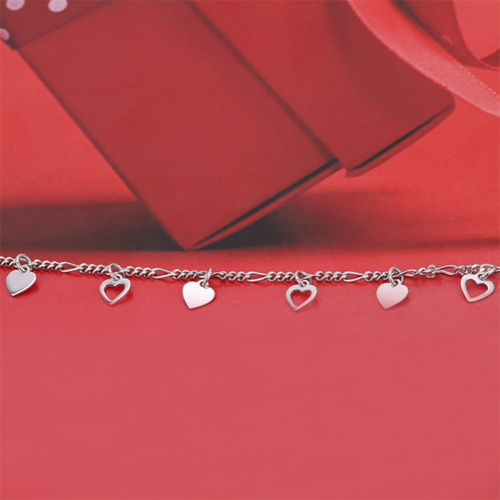 Hanging Open And Close Heart Silver Bracelet