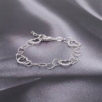 Open Small And Big Hearts Silver Bracelet