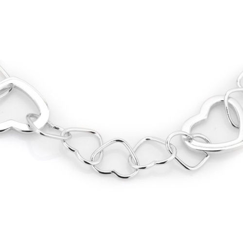 Open Small And Big Hearts Silver Bracelet