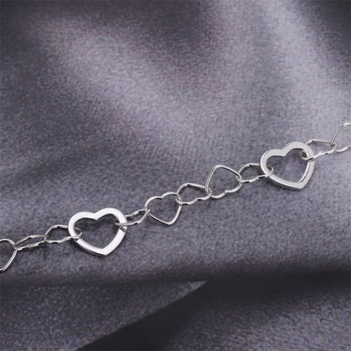 Open Small And Big Hearts Silver Bracelet