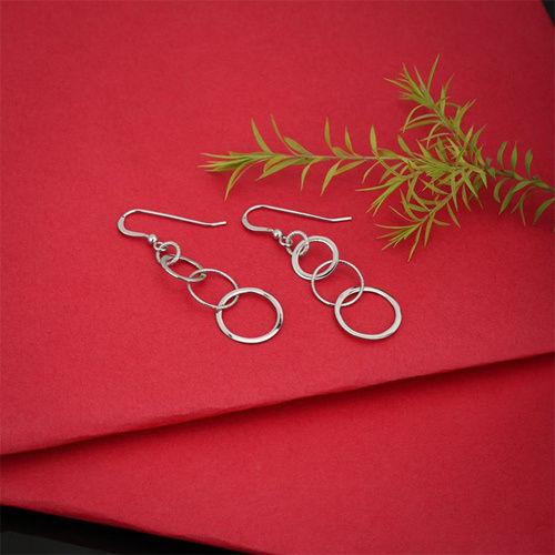 Dangling Multi-Link Hanging Silver Earrings