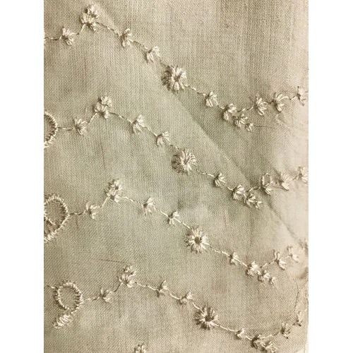 White Georgette Embroidered Fabric