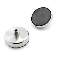 Ferrite Pot Magnet - Ferrite Material, 40 Mm Diameter, 15 Mm Thickness | Ceramic Magnet, Spherical Steel Pot, Enhanced Magnetic Force
