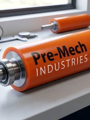 PU Roller - Mild Steel & PU Material, 12 Inch Length x 350 Millimeter Diameter, Red Color | High Quality, Durable for Industrial Applications